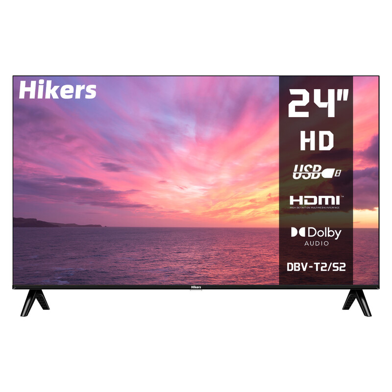 TV LED Hikers HD 24" (60 cm) - Nicht Smart-HDMI - USB - Unterstützt DVB-S2/T2/C - Dolby Audio - HDR - Schwarz