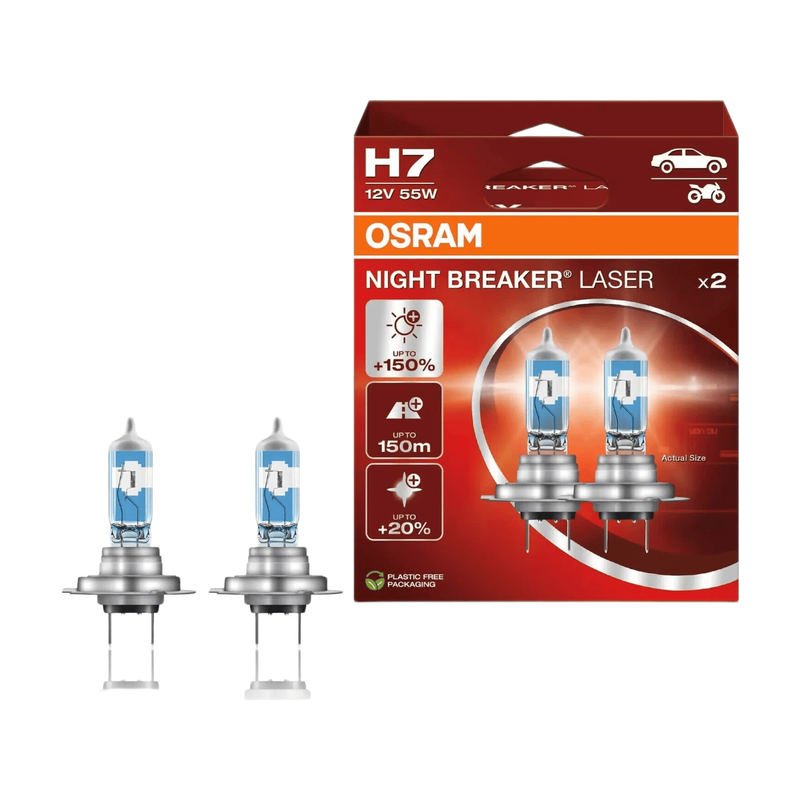 OSRAM NIGHT BREAKER LASER H7, 150% meer licht, halogeen koplamp, 64210NL-2HB, 12 V, 2 lampen