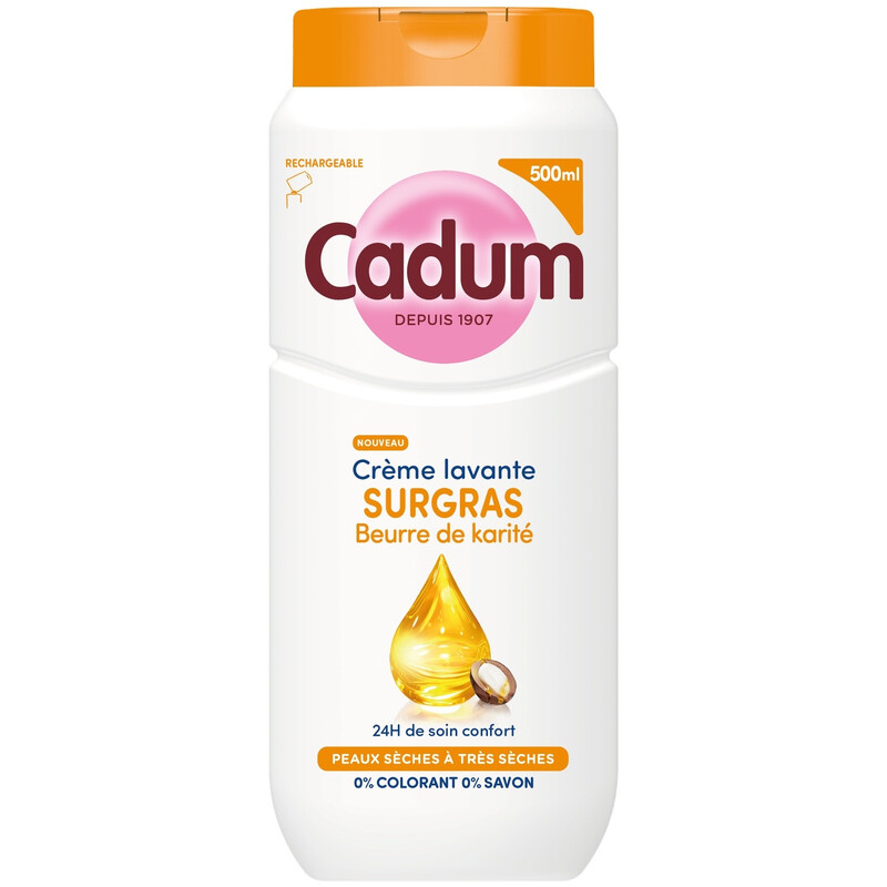 Cadum crème lavante surgras beurre de karité 500ml