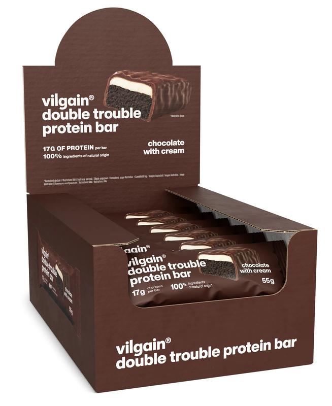 Double Trouble Protein Bar Double Chocolate with Cream - 12 x 55g