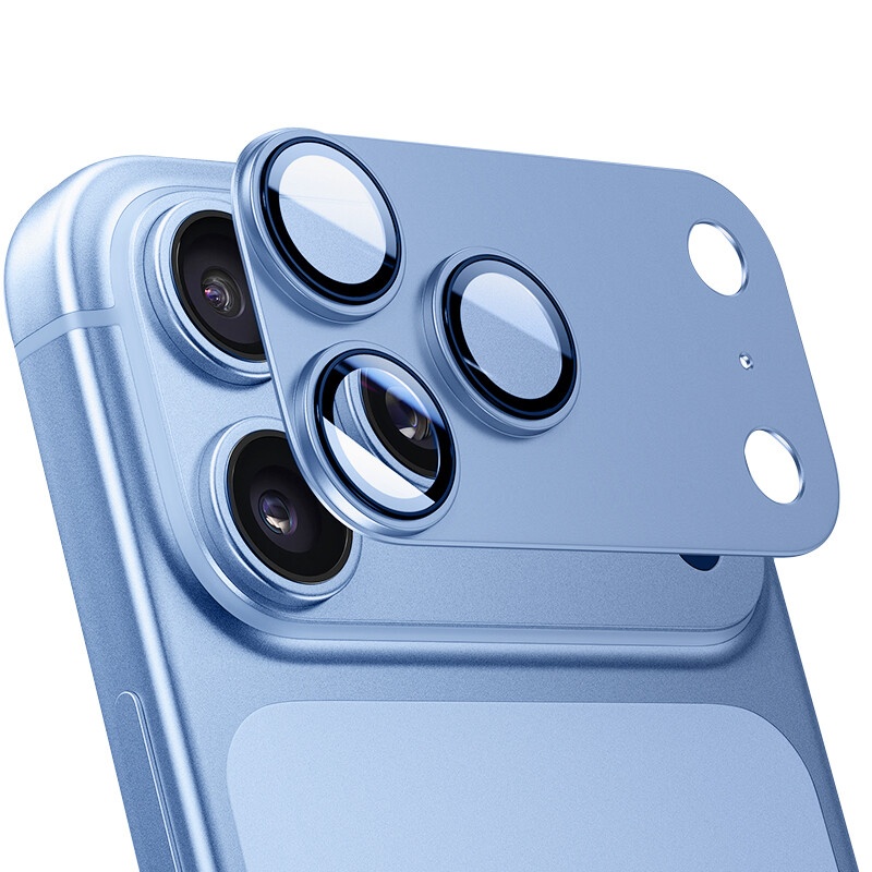 IM-CHEN iPhone 18Pro Kameralinsenschutz, Hochtransparentes Legierung, Fallschutz, Blau, 1 Stück