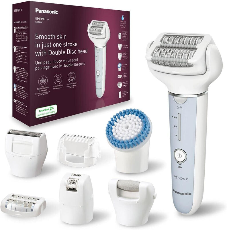 Wet & Dry Epilator. Double Disc with 60 Tweezers, Flexible Head, Full Body Care Set ,