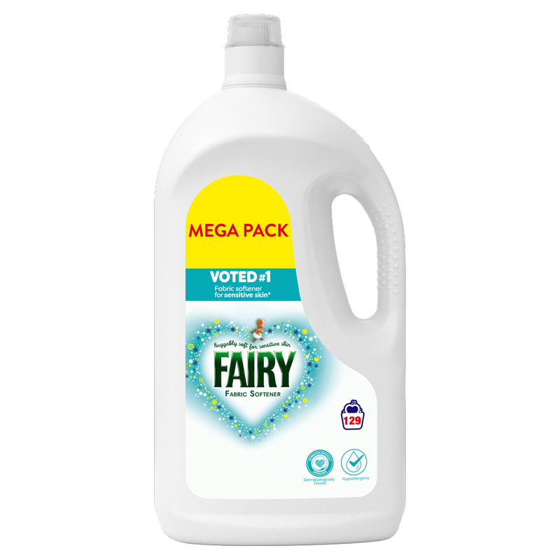 Fairy Fabric Softener, Voted No1 For Sensitive Skin, 129 Washes, 3.999L
