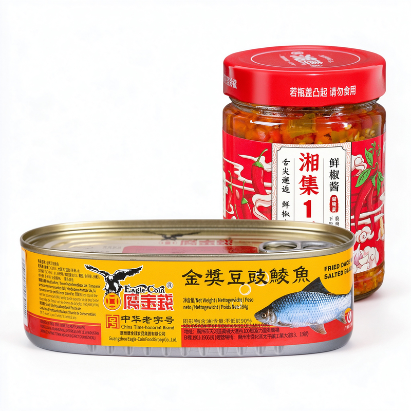 Yangjiang Dace mit fermentierten schwarzen Bohnen und Hunan dreifarbige gehackte Chilis Kombipackung