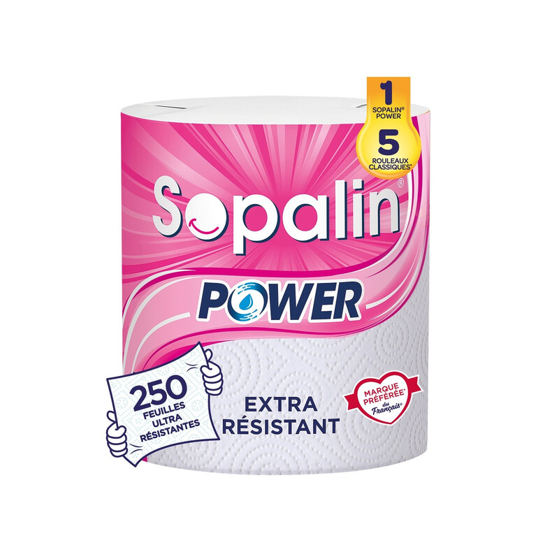 Essuie tout usages 250 Feuilles Power Sopalin Le Rouleau