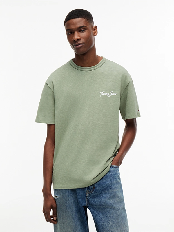 Tommy Hilfiger Jeans Back Graphic Textured Relaxed T-Shirt - Spring Olive