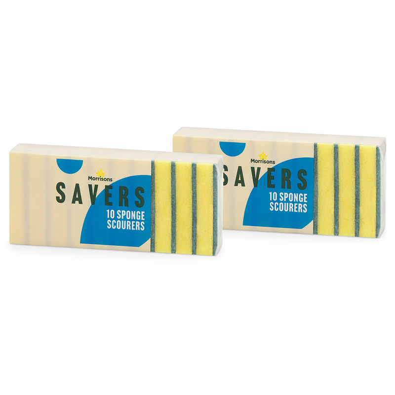 Morrisons Savers Sponge Scourers, 10 per Pack x 2