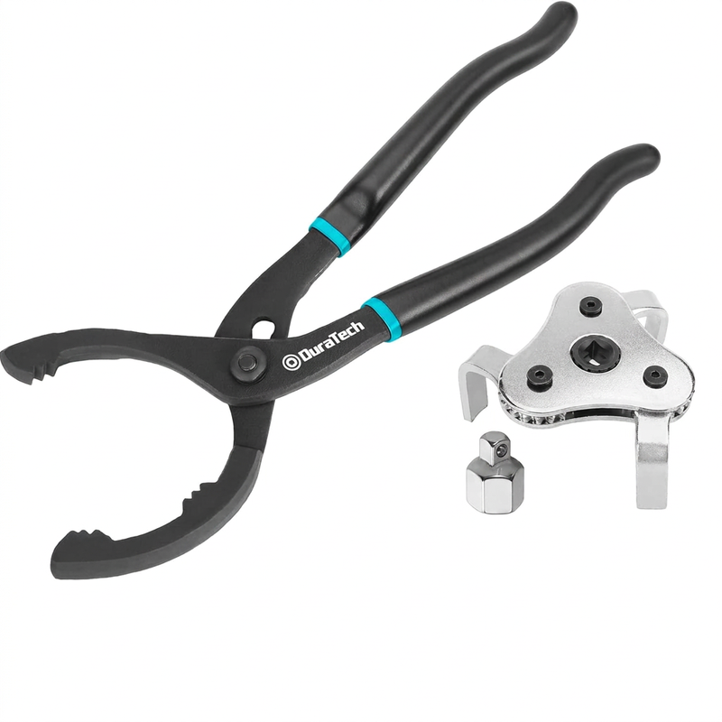 DURATECH 12 Zoll / 300 mm Ölfilterzange und Entfernungswerkzeug, 63-103 mm Bereich | 2-teilig, 63-103 mm Kapazität, Gehärteter Stahl, Für Auto & Motorrad