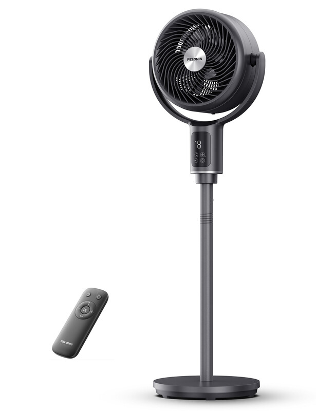 Pelonis Pedestal Circulator Fan With Remote - 20Db Ultra Quiet Standing Fan, 9 Speeds Dc Motor, 9H Timer, Adjustable Height & 135°+100° Oscillation For Bedroom/Living Room,Powered By Midea