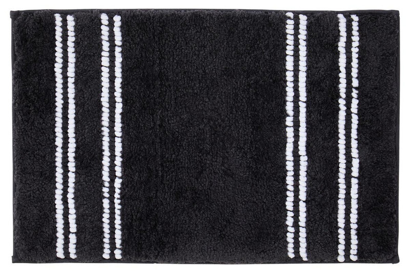 Bath Mat Soak Microfibre Tufted Stripe Black 40x60cm