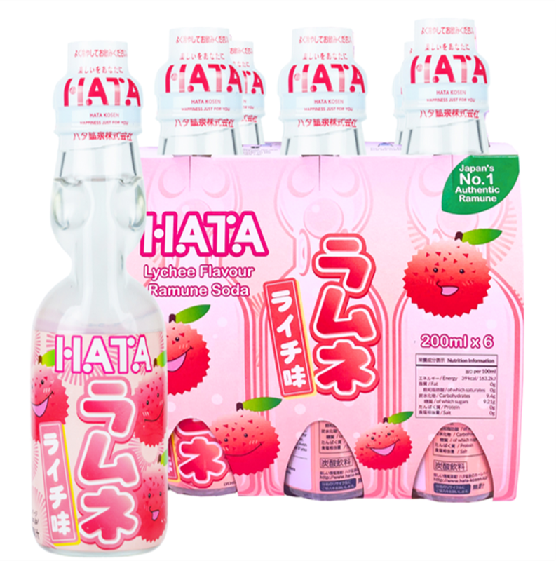 Hata Kosen Ramune Lychee 200ml x 6 Pack