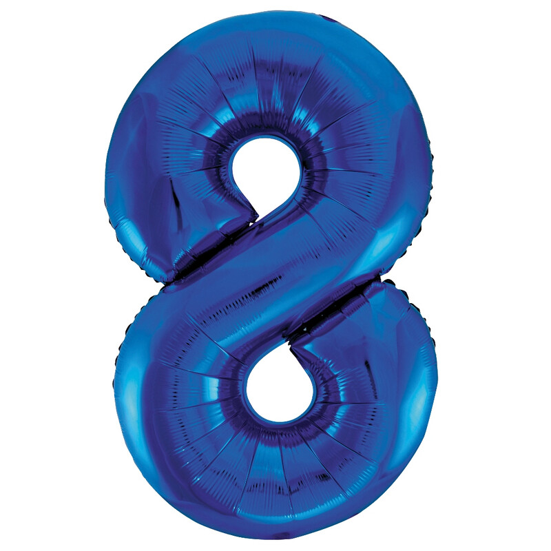 Unique Giant Number 8 Balloon, Blue, 86cm