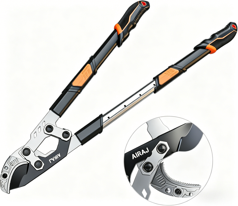 AIRAJ Heavy-Duty Telescopic Tree Loppers, Compound Action, 70-90 cm, 5.5 cm Cutting Capacity, Anvil