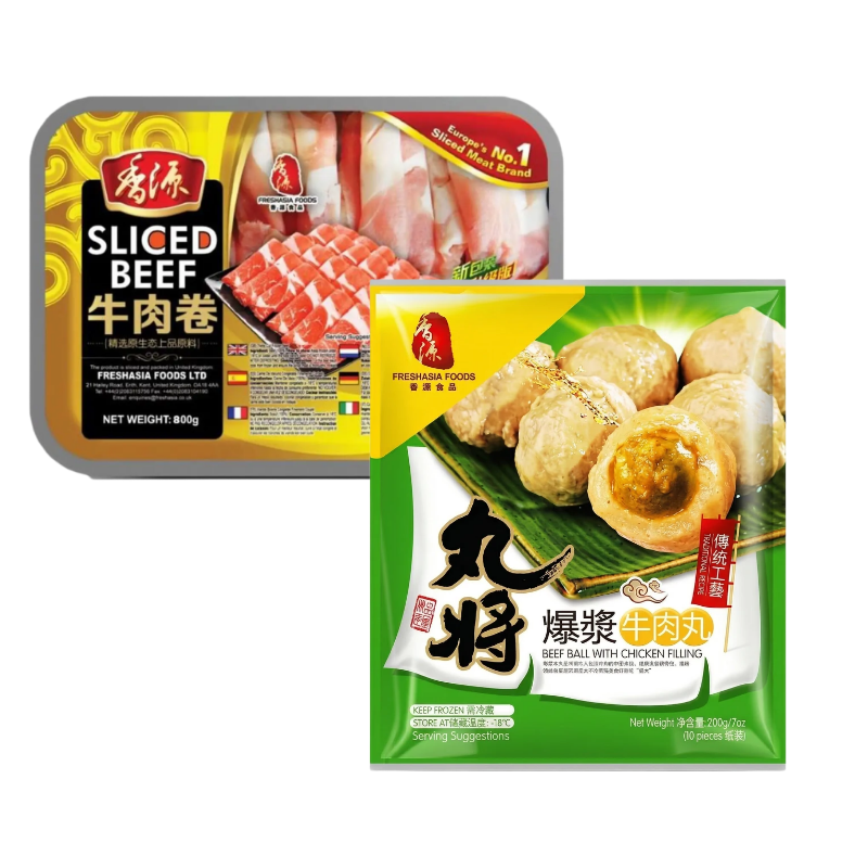 【Schoolstartseizoen】FRESHASIA Rundvleesrol 800 g + Wanjiang Gevulde Rundvleesballetjes 200 g