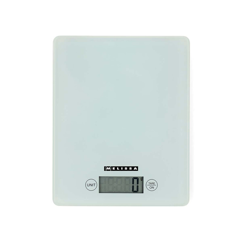 Melissa digitale keukenweegschalen | Gehard glas | LCD-scherm | Max. 5 kg | Tare-functie | 1-gram stappen | Grammen / Ounces / Ponden / Milliliters | Wit