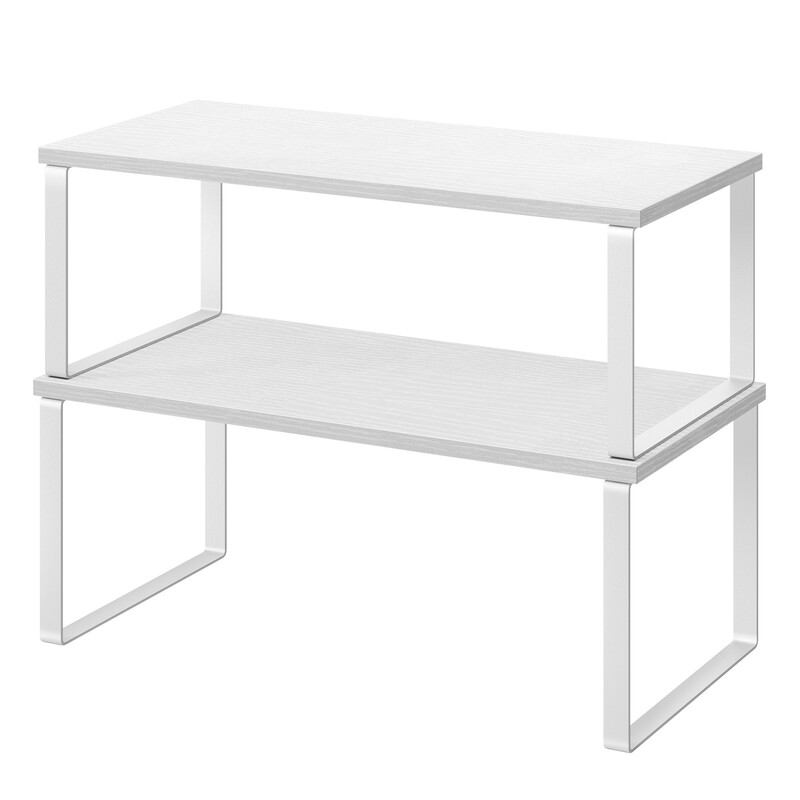 JOYFURNOS 15,6 inch kastorganizer plank, set van 2 keukenplanken, keukenopslag, stapelbaar kruidenrek, wit