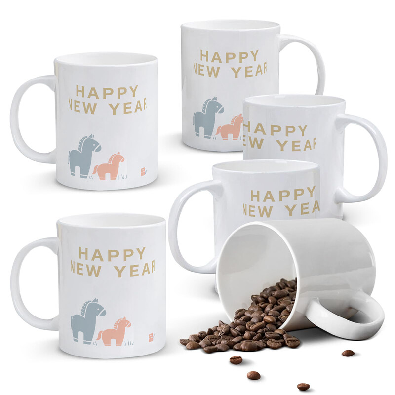 1pc Touching Mother Baby Horse Mug, 11oz Happy New Year Ceramic Cup, Symbolic Gift fo