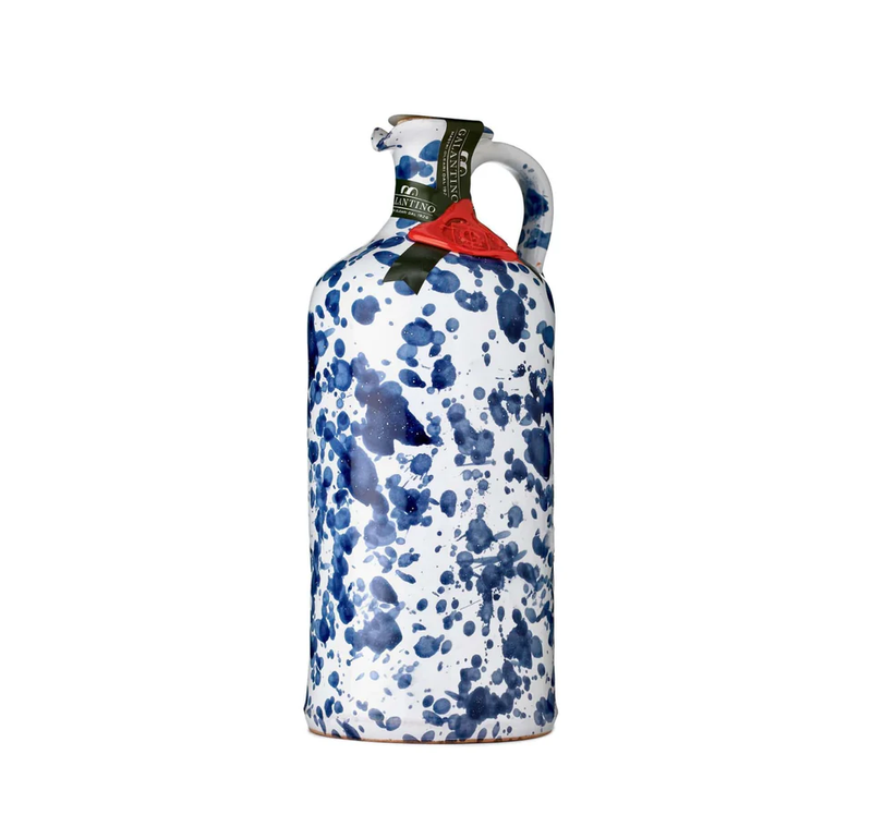 Puglian Extra Virgin Olive Oil in Blue Splatter Ceramic Bottle, 500ml