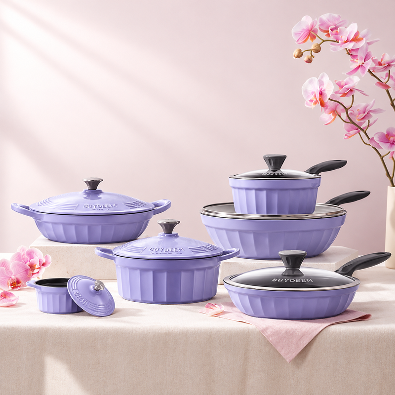 BUYDEEM Geëmailleerde Gietijzeren Braadpan 2,9 L, 28 cm, CP581, 3,1 L, Lavendel