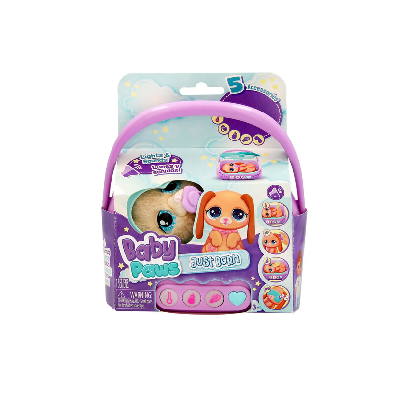 Light Baby Paws Just Born Puppy Plush With Carrier