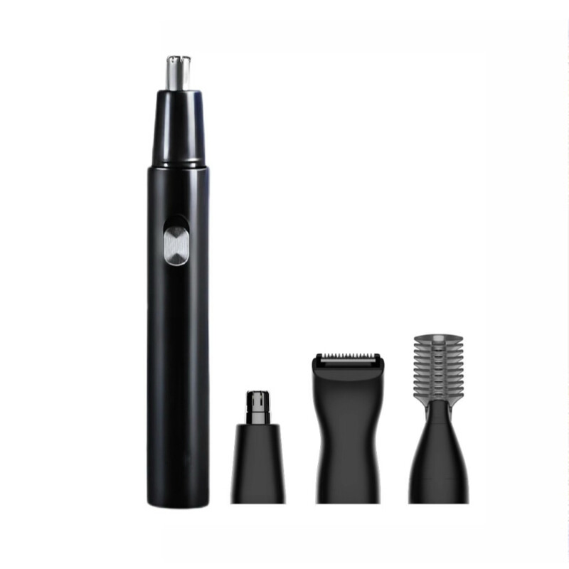 Electric Nose Hair Trimmer Set with 3 Trimming Heads, 360° Rotating Arched Blade, Det