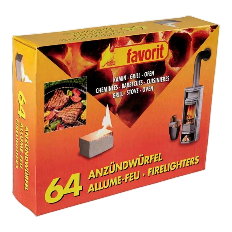 Favorit 1249 Anzündwürfel für Grill, Kamin und Ofen 64 Stück