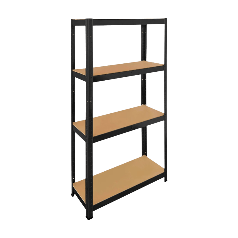 Practo zwaar opbergrek - zwart - 150x75x30 cm - 4 planken - 175 kg draagvermogen per plank