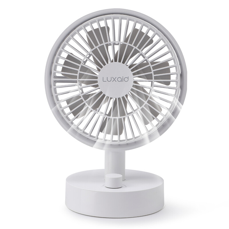 Desk Fan,2000mAh Battery with Type-C Charging,10 Speeds,160° Osillation,Soft Wind & L
