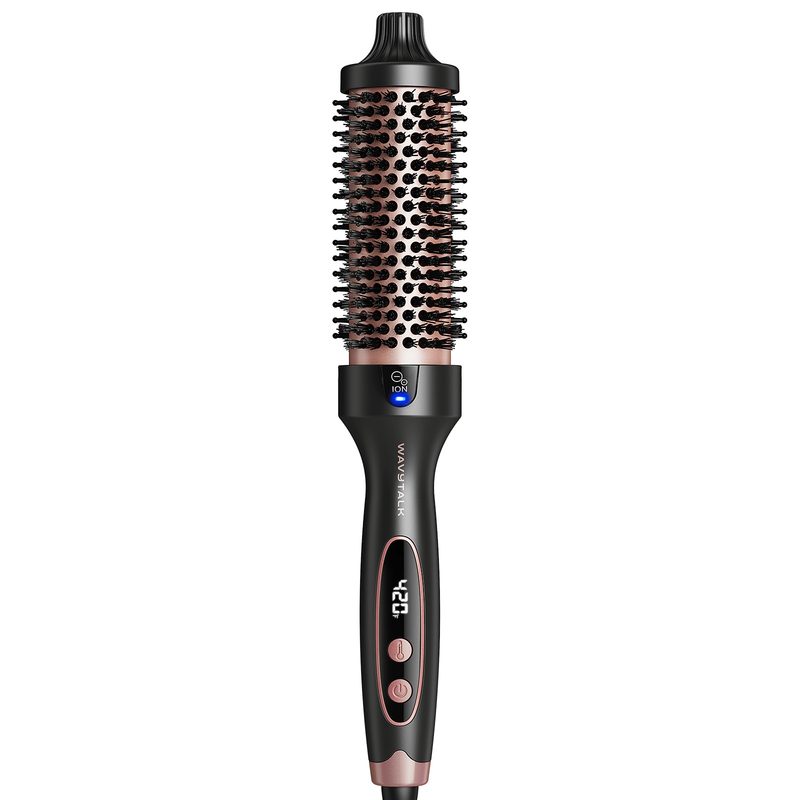 Wavytalk Thermal Brush, Blowout Boost Ionic Heated Hot Round Brush, to Make Hair Smoother & Shinier, Easy to Use & Less Damage, 38mm Barrel, 5 Temperature Settings, Dual Voltage, UK Plug, Rose Gold