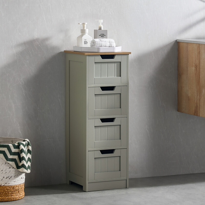 Bath Vida Bathroom Storage Unit Priano 4 Drawers Dove Grey/Oak