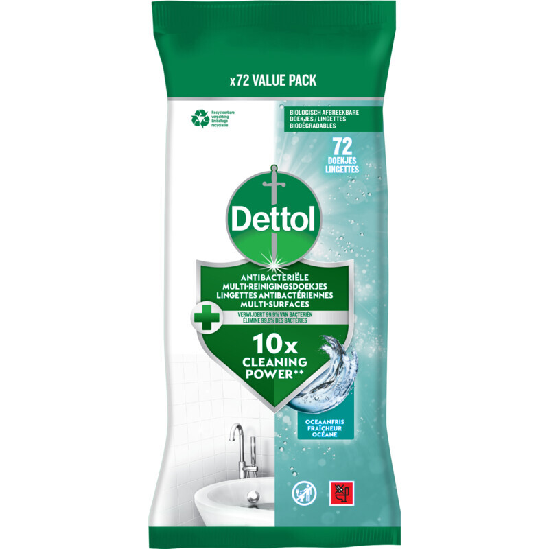 Dettol Antibacteriële Reinigingsdoekjes 72 stuks