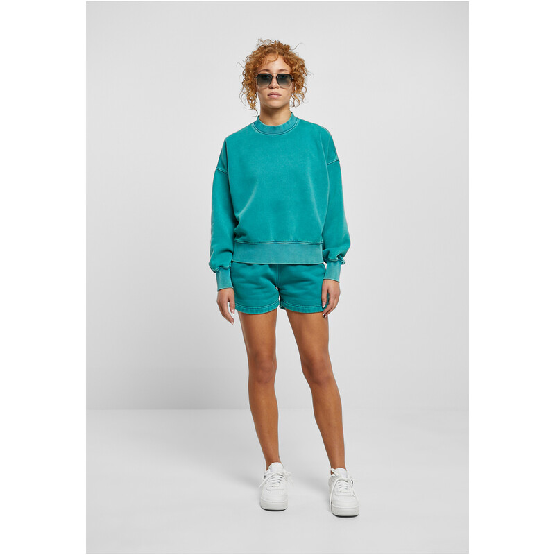 Urban Classics Damen Oversized Rundhals mit Steinwaschung watergreen S