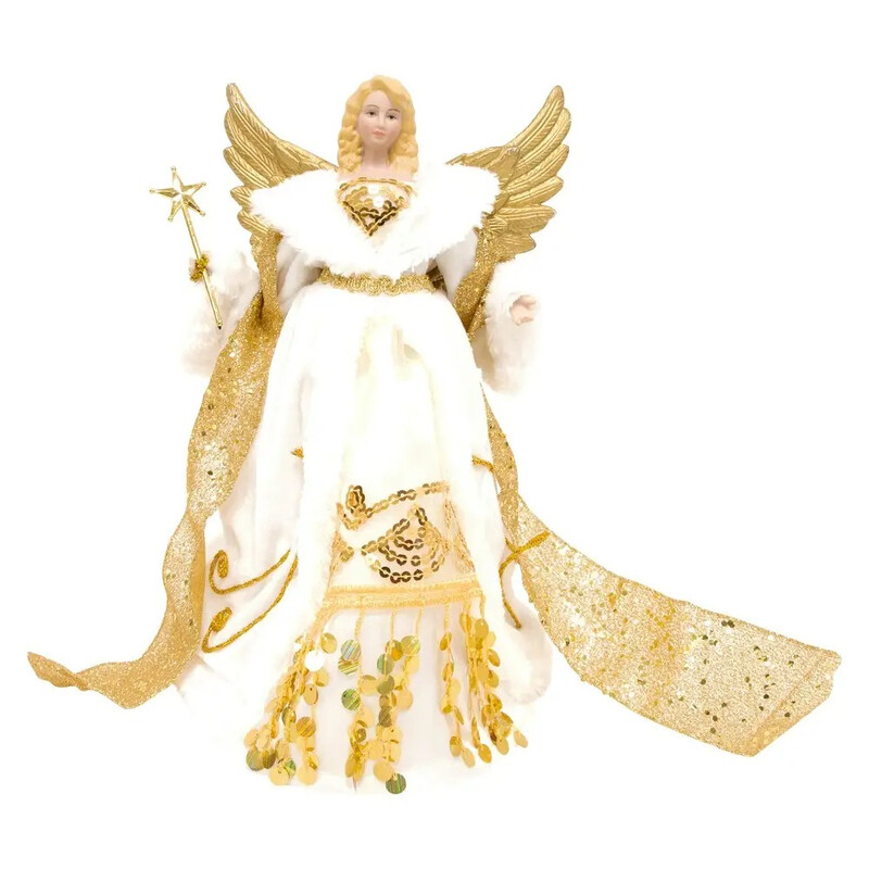 12" Gold & Cream Tree Top Angel