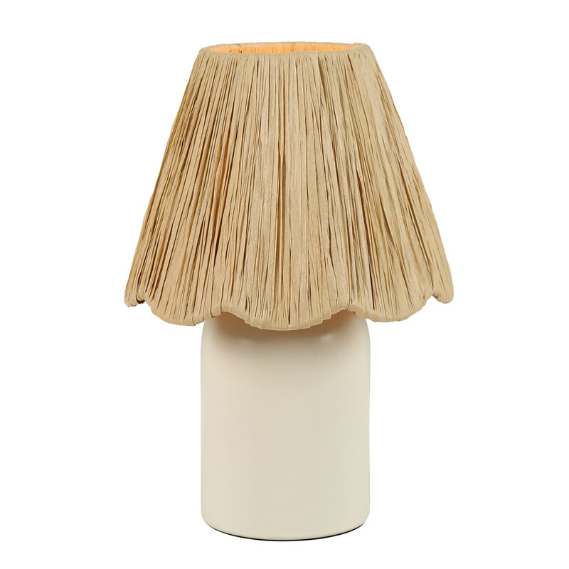 Lameke Keramik-Tischlampe mit geknittertem Lampenschirm
