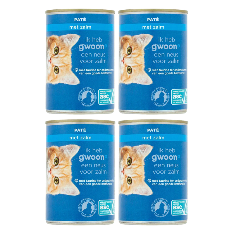 g'woon Pâtée pour chat adulte au saumon 400 g * 4