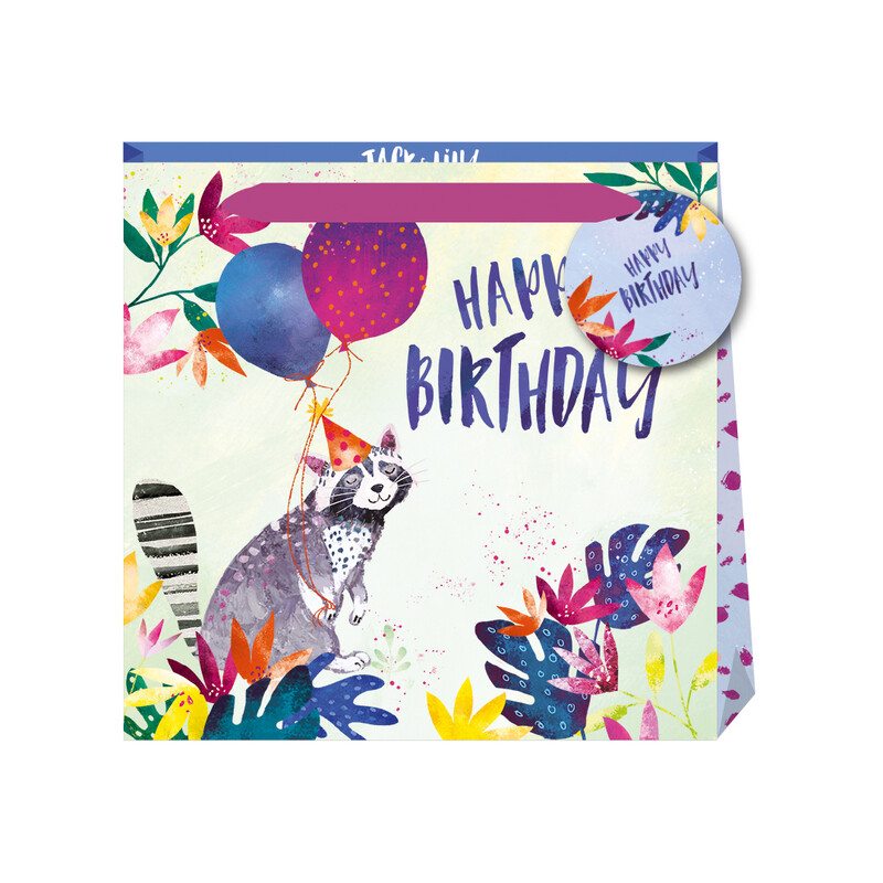 Happy Birthday Racoon Medium Gift Bag