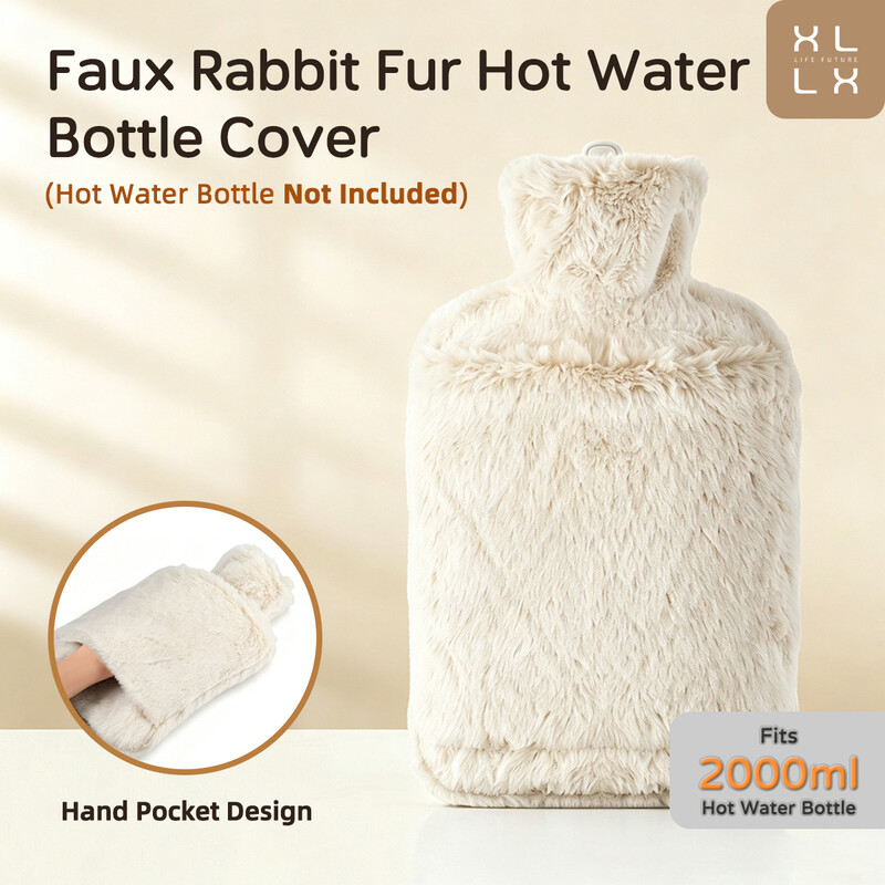 XLLX 1 stuk zachte en pluizige warmwaterkruikhoes - met kangoeroe-zeil, kunstmatige konijnenhoes, houdt handen en lichaam warm in de winter. Verwarmt gelijkmatig en beschermt tegen oververhitting, cadeaus voor mannen en vrouwen, geschikt voor 2 L warmwate