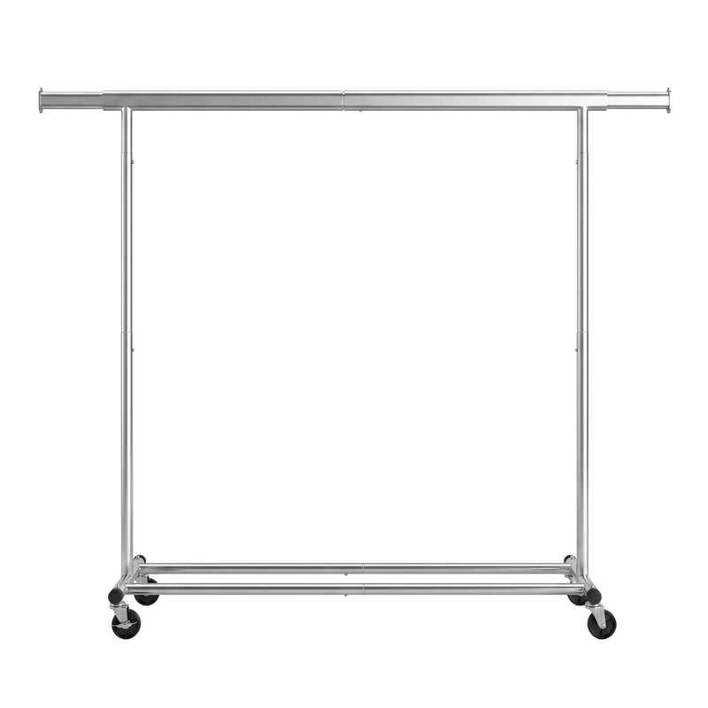Ochama Kledingrek met Wielen, Verstelbaar Kledingrek, Zwaar Belastbaar, voor Slaapkamer, 150 kg Draagvermogen, Eenvoudige Montage, Zilver