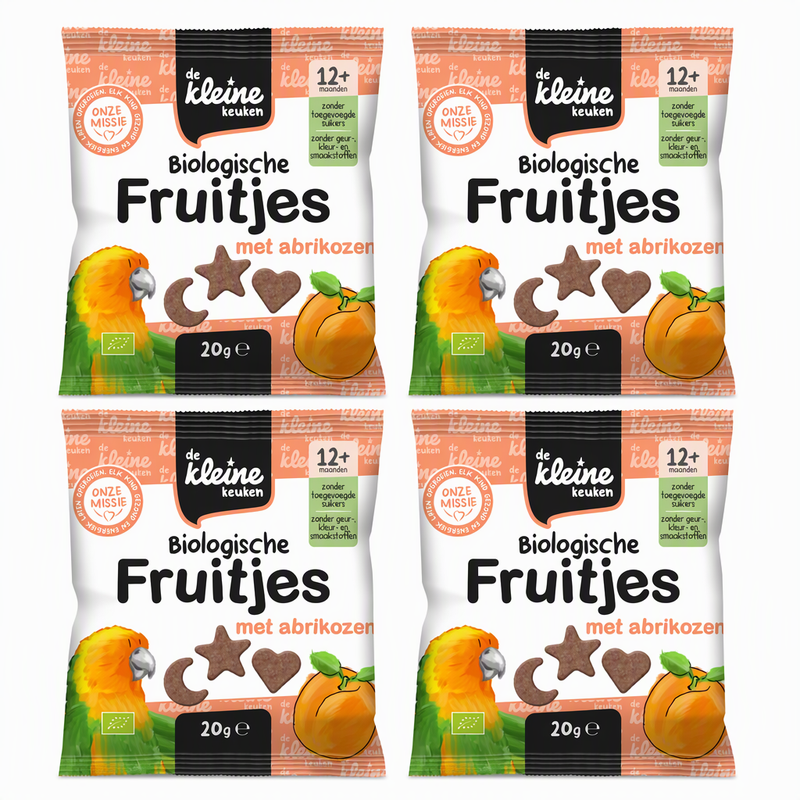 de kleine keuken Fruitjes biologiques aux abricots 20 g*4
