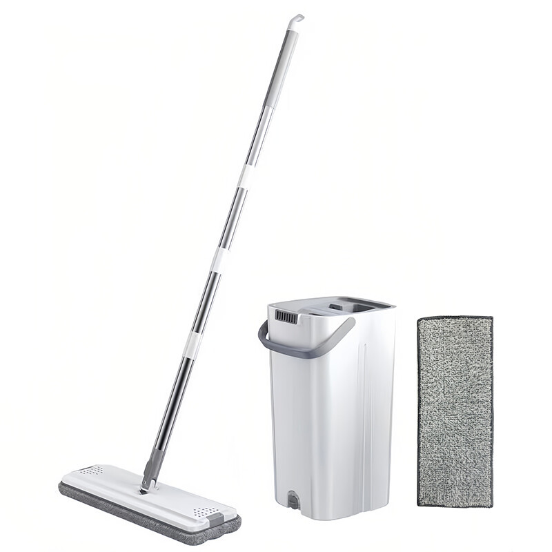 Mop Bucket Set (with 2 Cloths), 125cm Long Handle, Efficient Cleaning