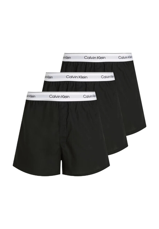 Calvin Klein Unterwäsche 3er-Pack Gewebte Boxershorts Slim - Icon Baumwollstretch Schwarz 3XL
