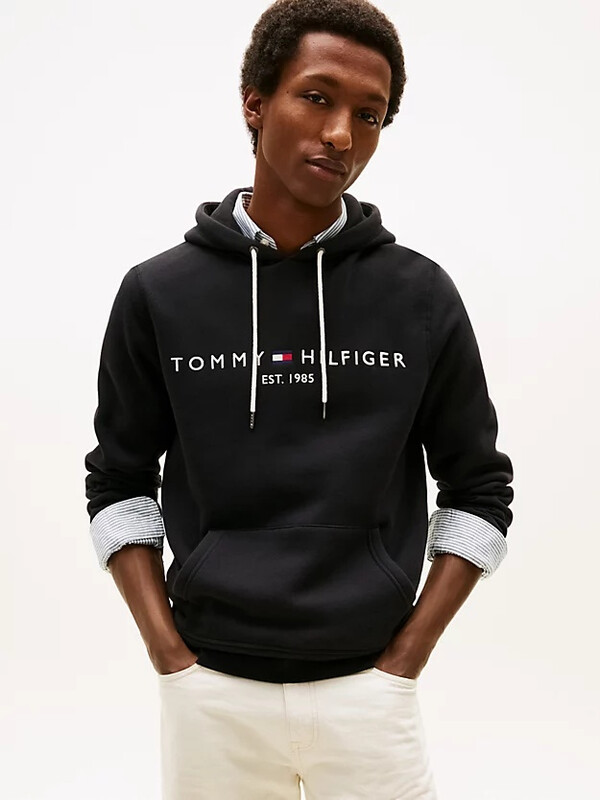 Tommy Hilfiger CORE Tommy-logo capuchontrui, heren S, gitzwart