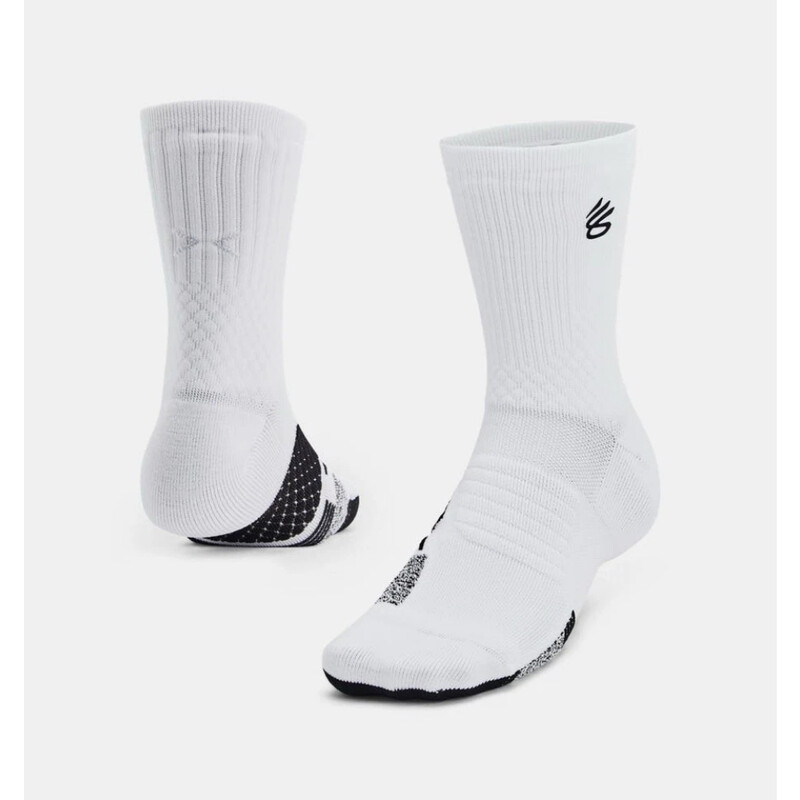 Curry ArmourDry Playmaker Unisex Mid-Crew Socks White M