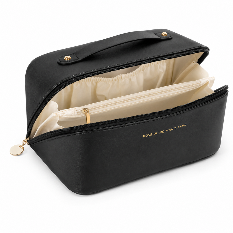 Verbex H8 Black Handbag Travel Bag Makeup Bag Storage Bag Multifunctional Popular Thickened PU Pillow Travel Portable High-Value Makeup Bag