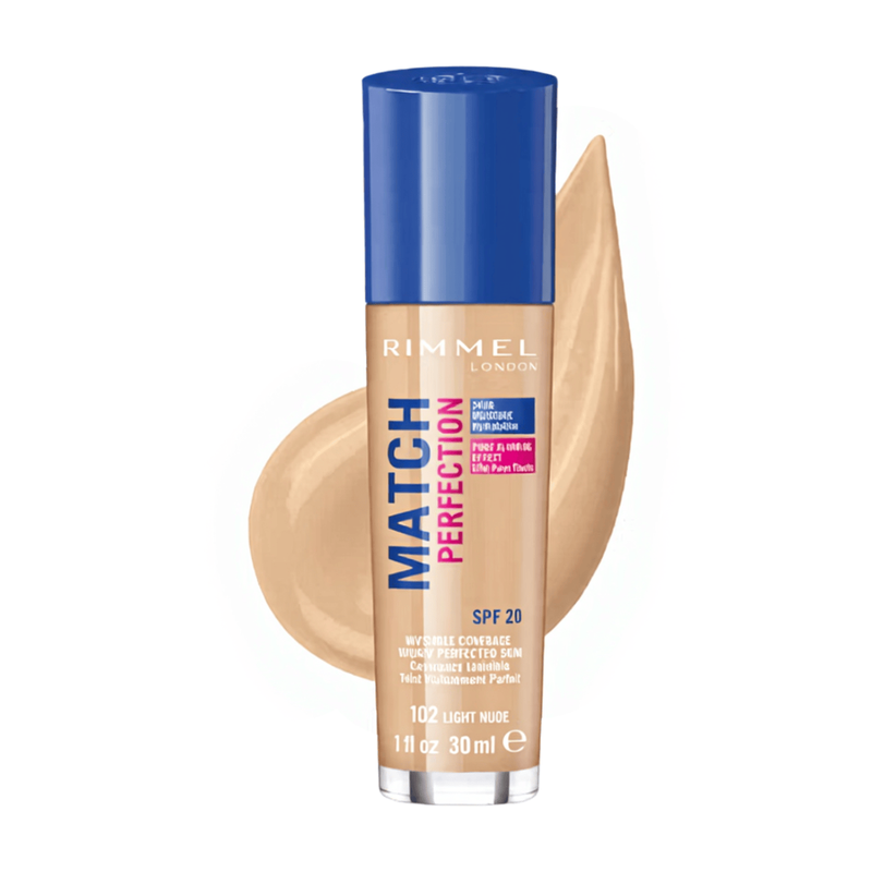 Rimmel Match Perfection Foundation, 102 Light Nude, 30ml
