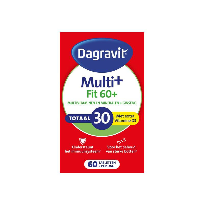 Dagravit Multi+ Fit 60+ Multivitaminen en Mineralen Total 30, 60 Tabletten