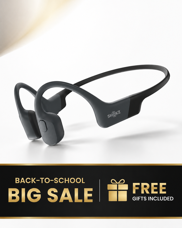 Shokz OpenRun Black Bone Conduction Sport Headphones, PremiumPitch 2.0 Stereo Sound, IP67 Sweat Resistant, Long Lasting Playback