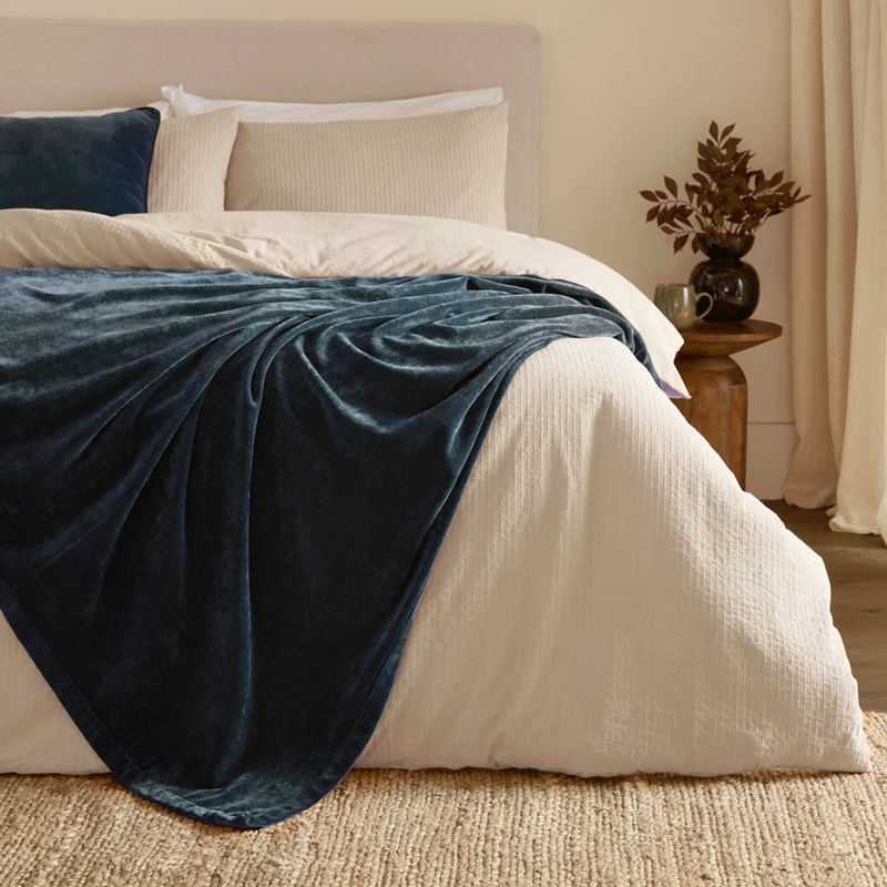 Heavy Chenille Velvet Throw 130 X 180Cm - Size: W 130 X D 180Cm - Wilko Navy Yard - Image 5