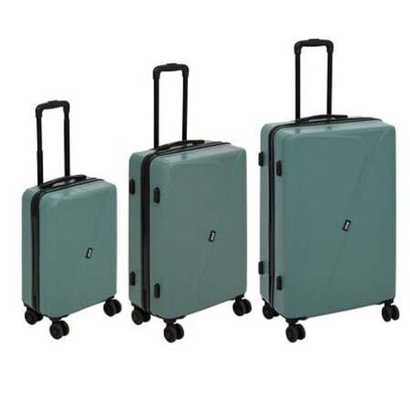 3er-Set Hartschalenkoffer mit 4 Doppelrollen L. 49,5 x B. 28,5 x H. 77 cm max Grün