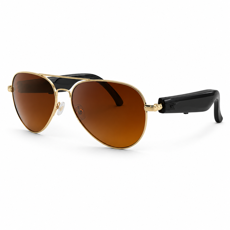 Verbex F18 Brown Glasses – Smart Glasses That Can Translate 125 Languages, Take Photos, be Activated by Voice Commands, Play Music, Answer Calls, Provide Weather Updates, and Integrate with ChatGPT (with Permanent Multi-Language Translation Capabilities).